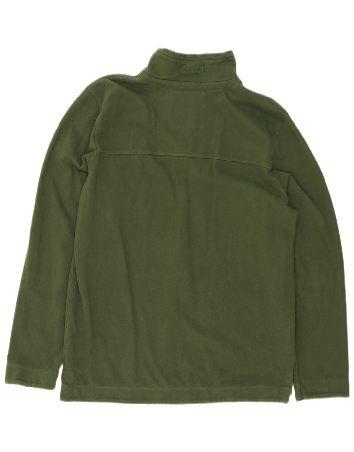 Besætningstøj Herre Zip Neck Sweatshirt Jumper Medium Grøn Bomuld