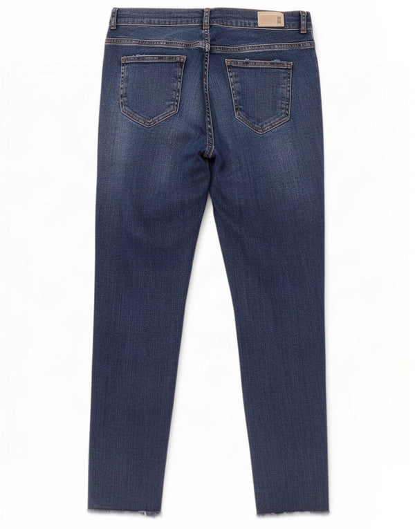 Zara Dame Z1975 Crop Skinny Jeans EU 38 Small W28 L26 Blå Plettet