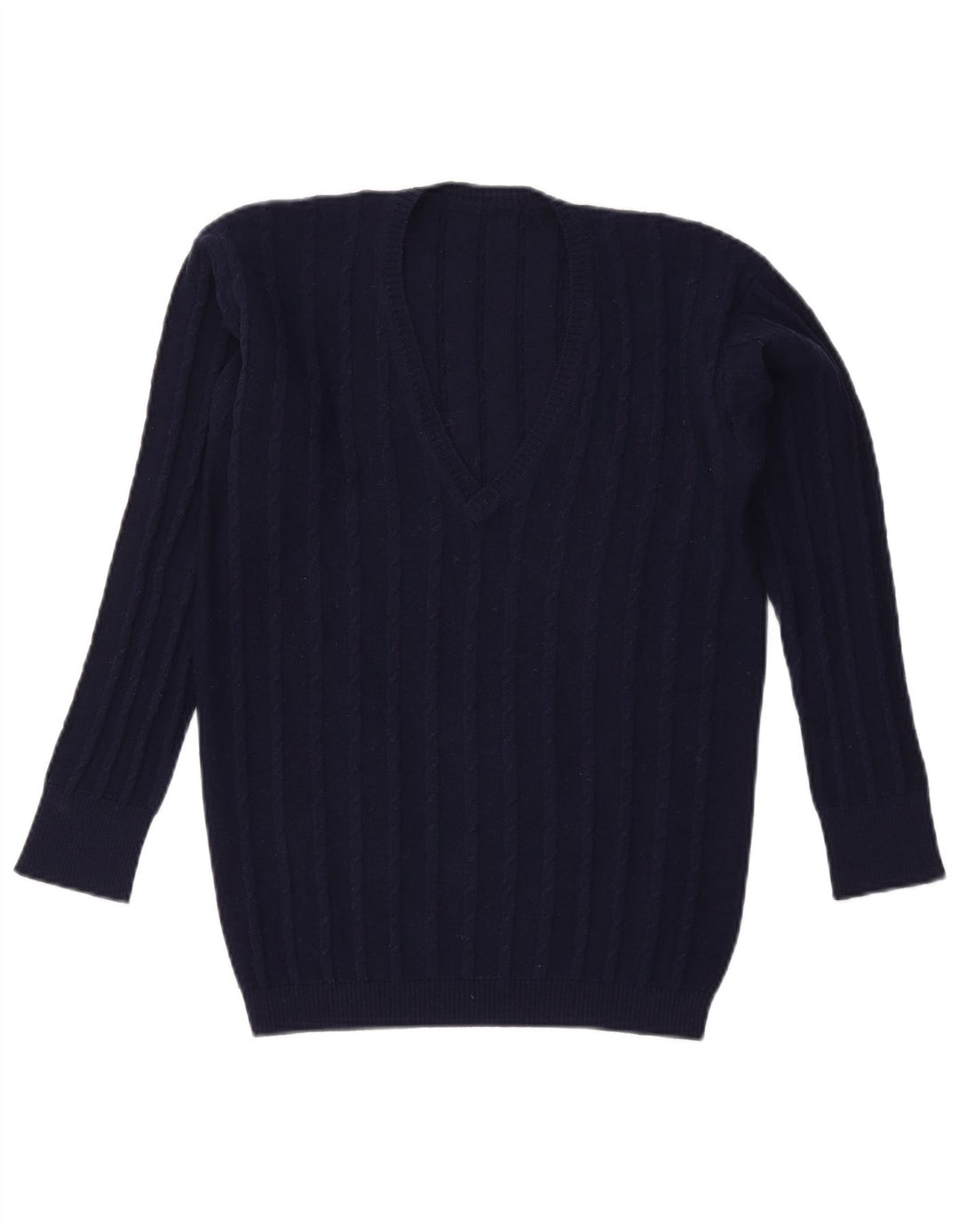 VINTAGE Dame V-hals sweater UK 16 Large Navy Blue