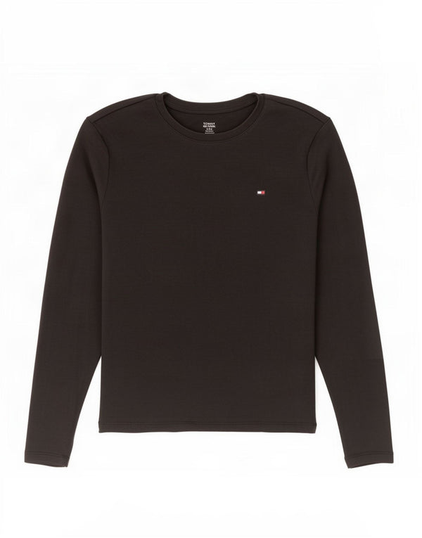 Tommy Hilfiger Dame Top Langærmet UK 12 Medium Sort Bomuld