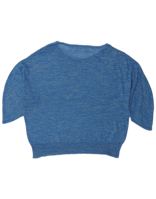 ZARA Dame Loose Fit Boat Neck Jumper Sweater UK 14 Medium Blue