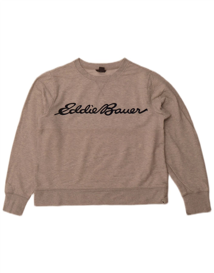 EDDIE BAUER Dame Oversized Graphic Crop Sweatshirt Jumper UK 6 XS Grå