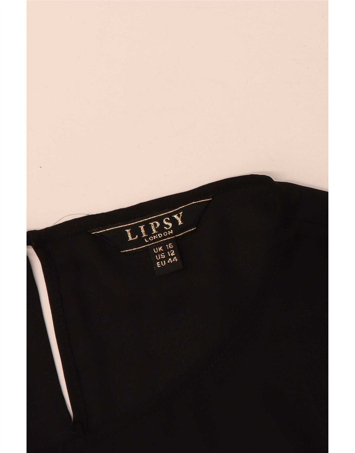 Lipsy Dame Langærmet Bluse Top UK 16 Large Black Polyester