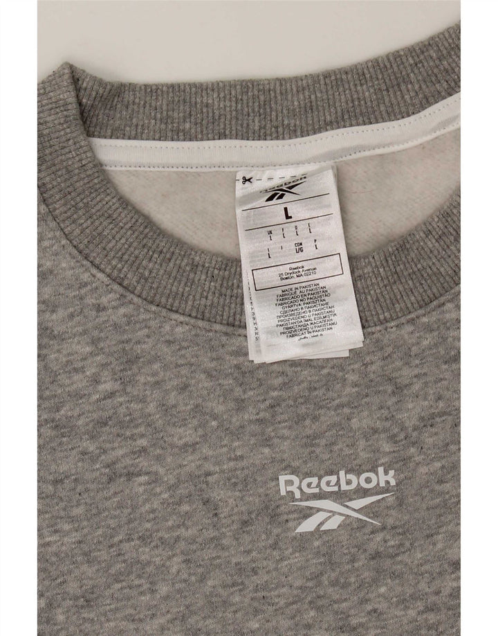 Reebok Dame Sweatshirt Jumper UK 16 Stor Grå Bomuld