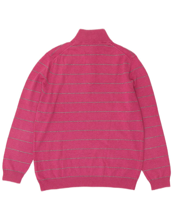 Massimo Dutti Dame Zip Neck Jumper Sweater EU 38 Medium Pink Stribet