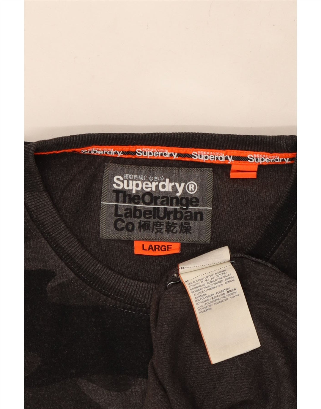 SUPERDRY Herre T-Shirt Top Stor Grå Camouflage Bomuld