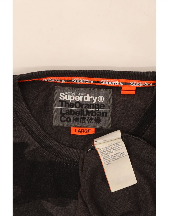 SUPERDRY Herre T-Shirt Top Stor Grå Camouflage Bomuld