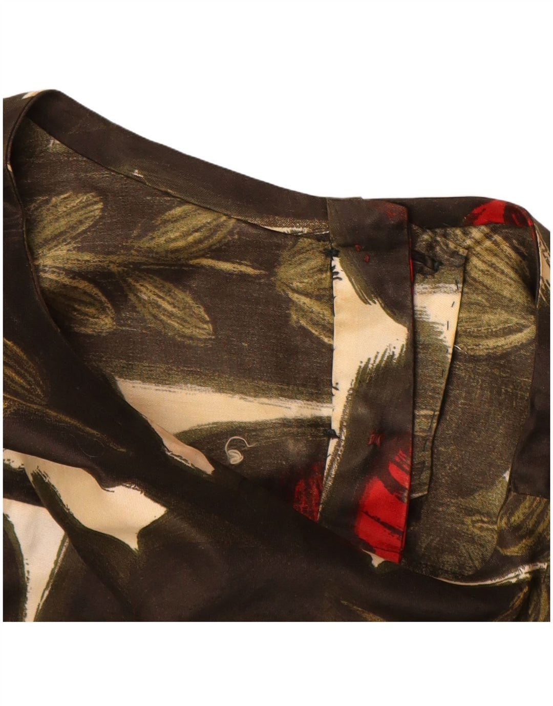 VINTAGE Kvinders Skedekjole UK 12 Medium Brown Floral