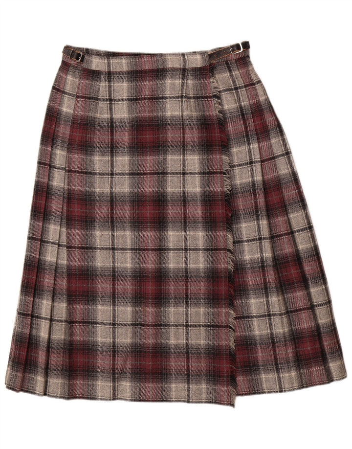 Deerstalker Kvinder Plisseret Omslagsnederdel W28 Medium Rød Plaid Uld