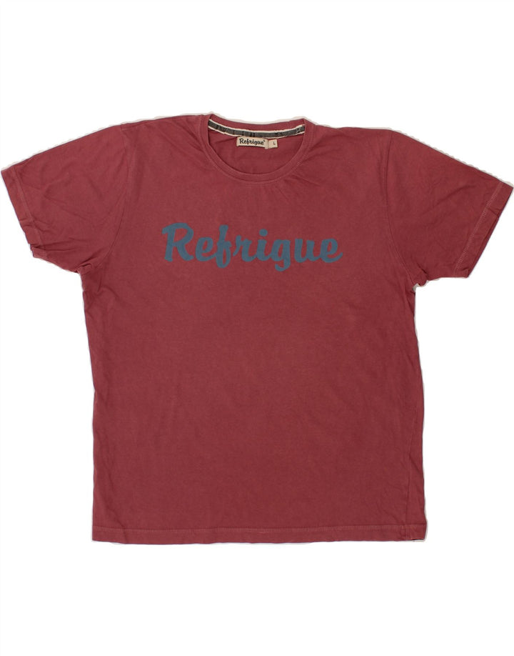 REFRIGUE Mens Graphic T-Shirt Top Large Maroon Cotton Vintage Refrigue and Second-Hand Refrigue from Messina Hembry 