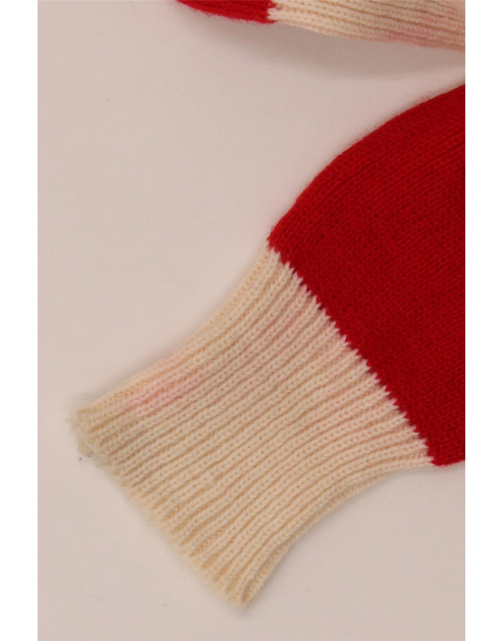 VINTAGE Dame Polo Neck sweater IT 48 XL Rød Colourblock Akryl