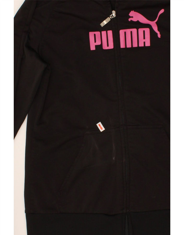PUMA Womens Graphic Zip Hoodie Sweater UK 12  Medium  Black Polyester Vintage Puma and Second-Hand Puma from Messina Hembry 