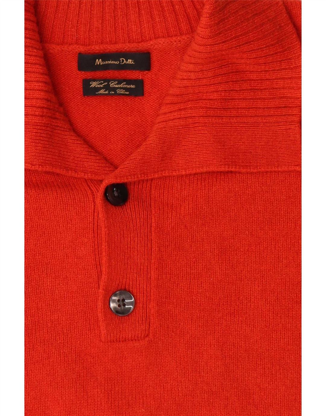Massimo Dutti Herre Button Neck Jumper Sweater Stor Orange Uld