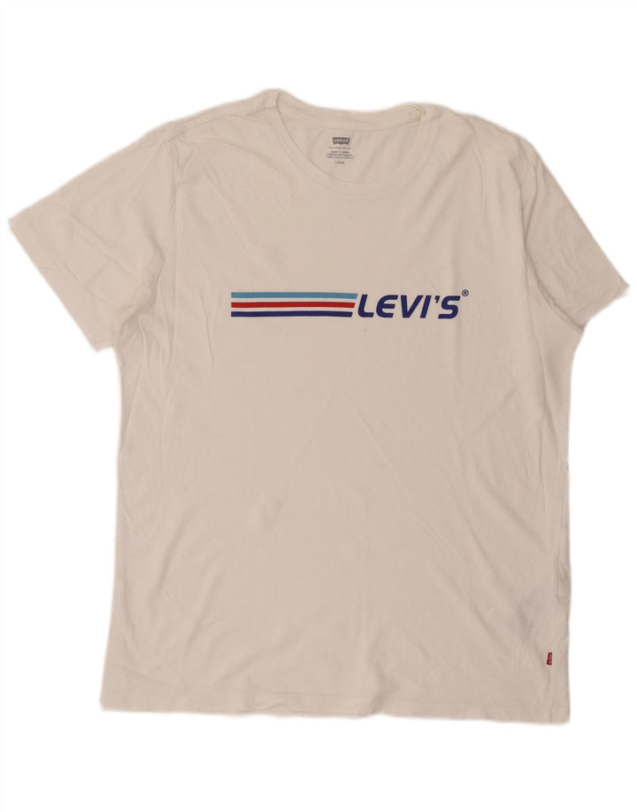 Levi's Herre grafisk T-shirt Top Stor hvid stribet bomuld