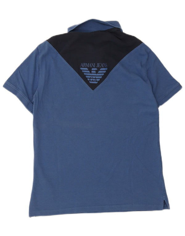Armani Jeans Herre grafisk poloshirt XL Blå Colourblock Bomuld