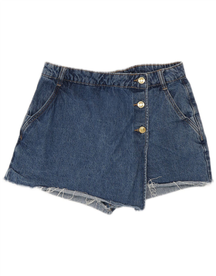 Zara Dame High Waist Denim Hot Pants Medium W28 Blå