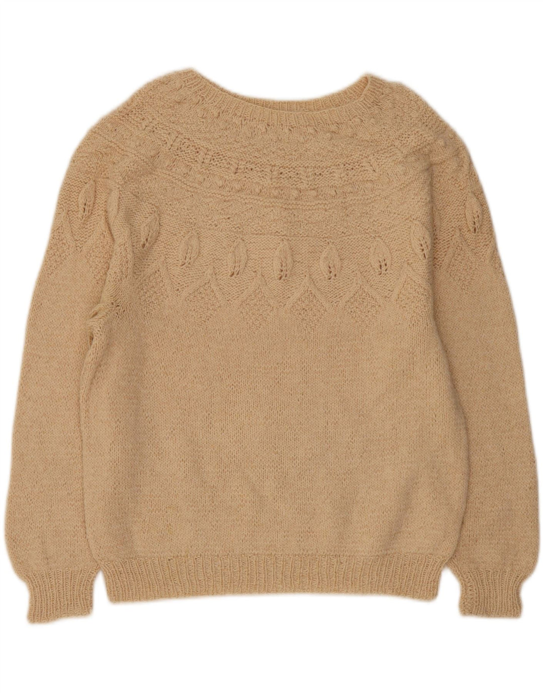 VINTAGE Dame Boat Neck Jumper Sweater UK 14 Large Beige