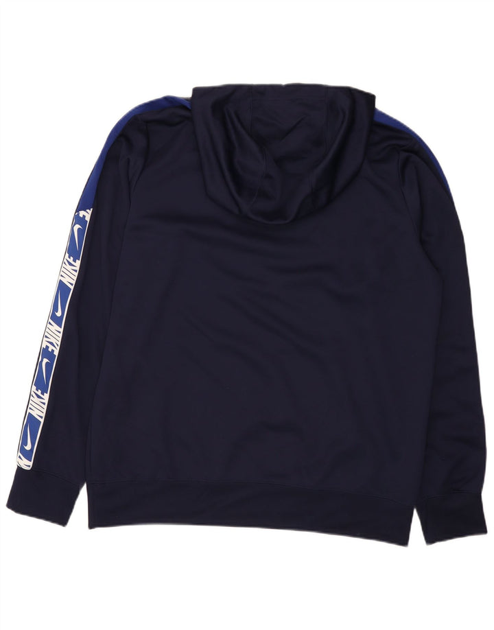 Nike grafisk hættetrøje til mænd, stor marineblå colourblock polyester