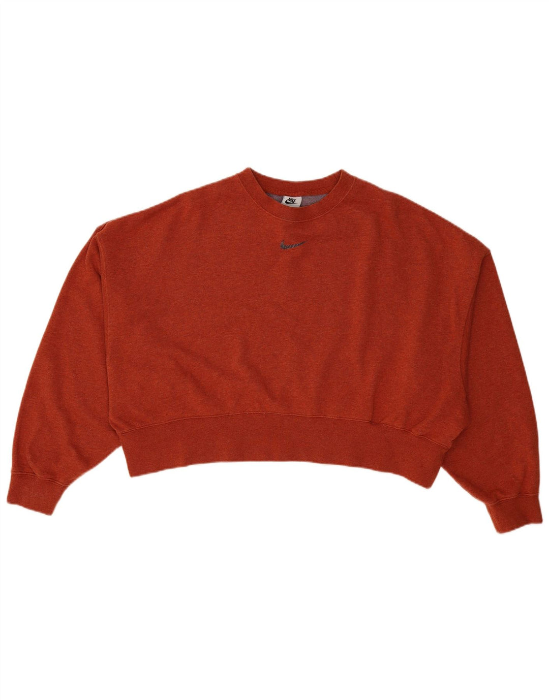 Nike Womens Crop Oversized Sweatshirt Jumper UK 10 Small Orange Bomuld