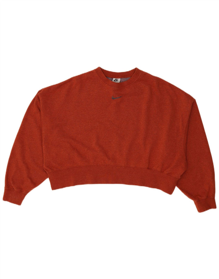 Nike Womens Crop Oversized Sweatshirt Jumper UK 10 Small Orange Bomuld