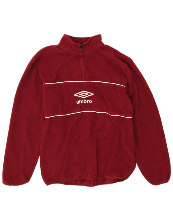 UMBRO Mens Graphic Zip Neck Fleece Jumper Medium Maroon Polyester