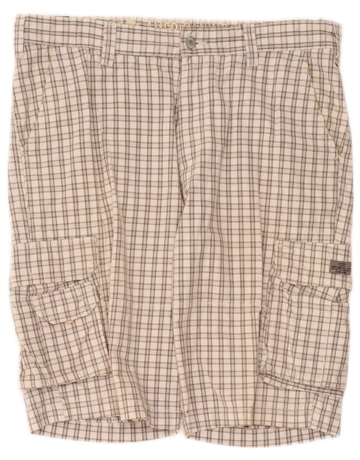 Americanino Herre Cargo Shorts W34 Large Beige Check