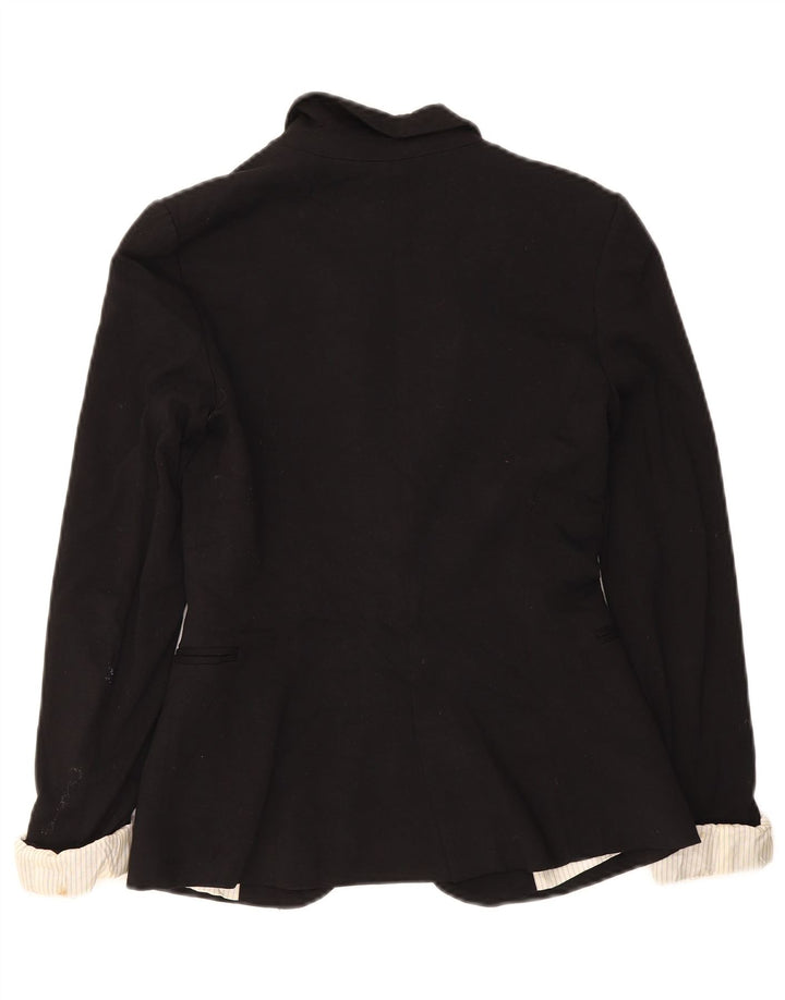 Zara Dame 1 Knap Blazer Jacket UK 6 XS Sort Viscose