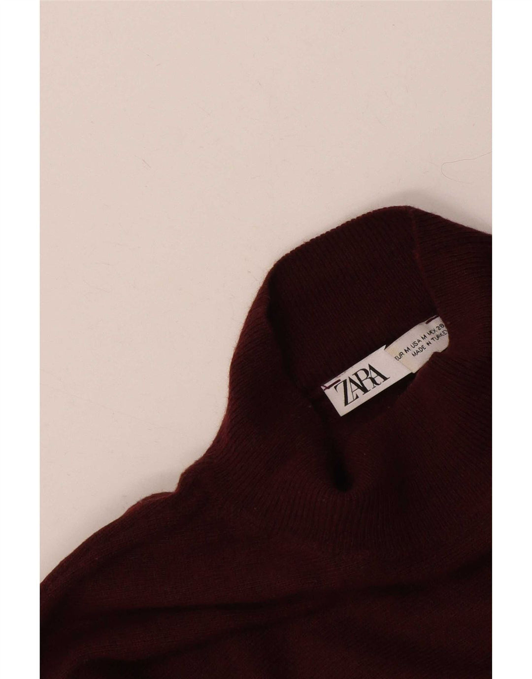 Zara Dame Oversized Turtle Neck Jumper Sweater UK 14 Medium Burgundy