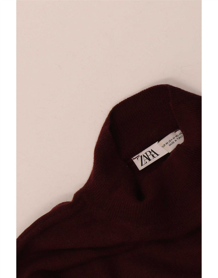 Zara Dame Oversized Turtle Neck Jumper Sweater UK 14 Medium Burgundy