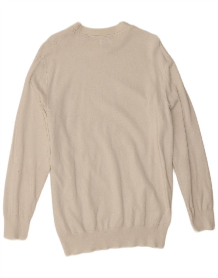 Zara Dame Boat Neck Jumper Sweater UK 14 Medium White Viscose