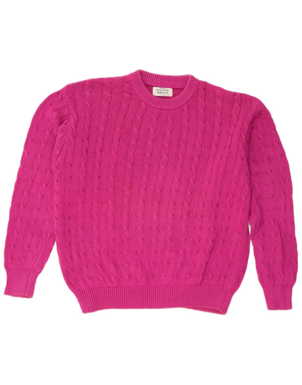 Benetton Dame Loose Fit Crew Neck Jumper Sweater IT 48 XL Pink Bomuld