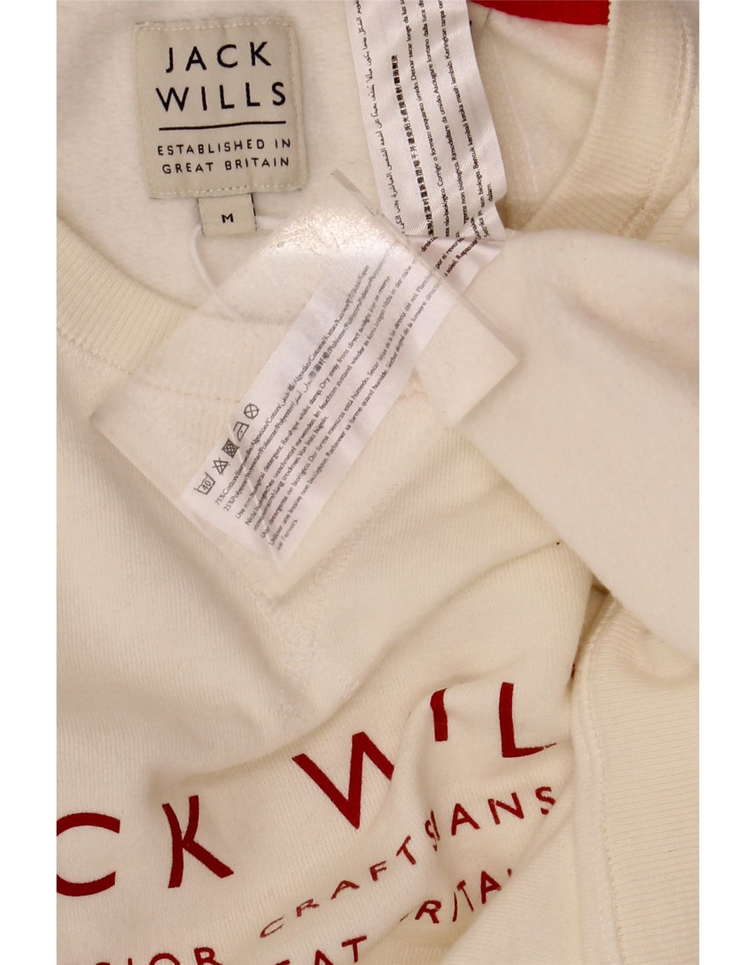 Jack Wills Herre Grafisk Sweatshirt Jumper Medium Off White Bomuld