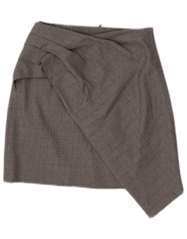 Zara Dame Asymmetrisk nederdel XS W26 Grå ternet polyamid