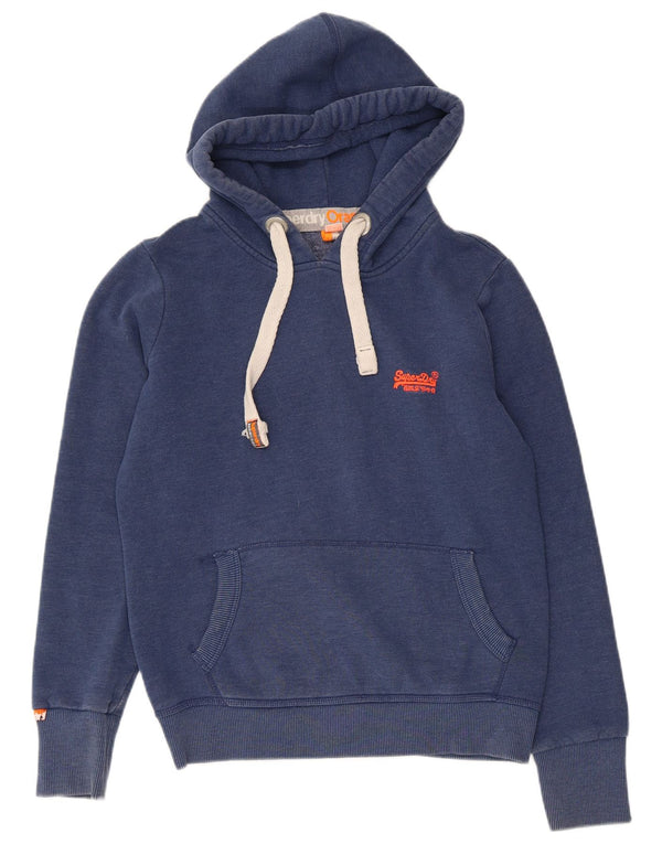 Superdry Womens Hoodie Jumper UK 16 Large Navy Blue Cotton