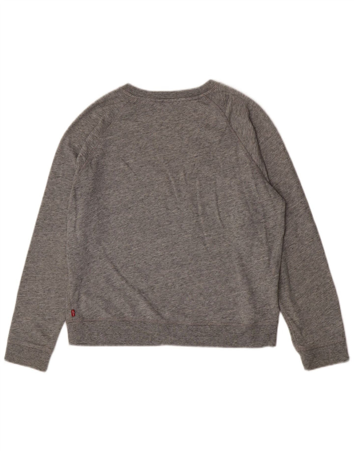 Levi's Dame Grafisk Sweatshirt Jumper UK 16 Stor Grå Bomuld