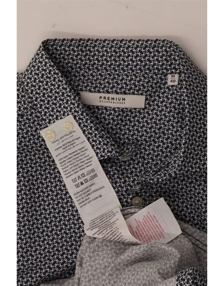 Jack & Jones herreskjorte str. 40 Medium marineblå geometrisk bomuld