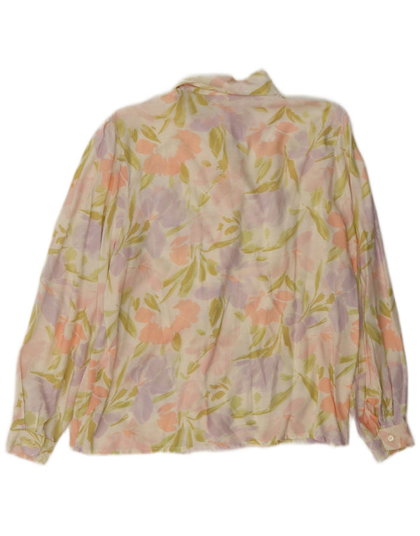 Vintage dameskjorte bluse EU 42 Stor flerfarvet blomsterviscose