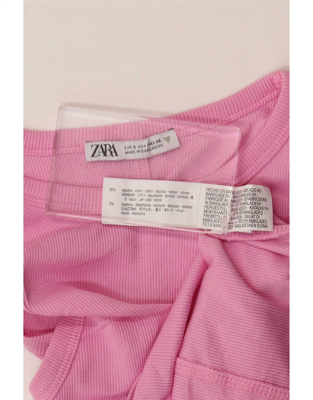 Zara Womens Crop Vest Top UK 8 Small Pink Bomuld