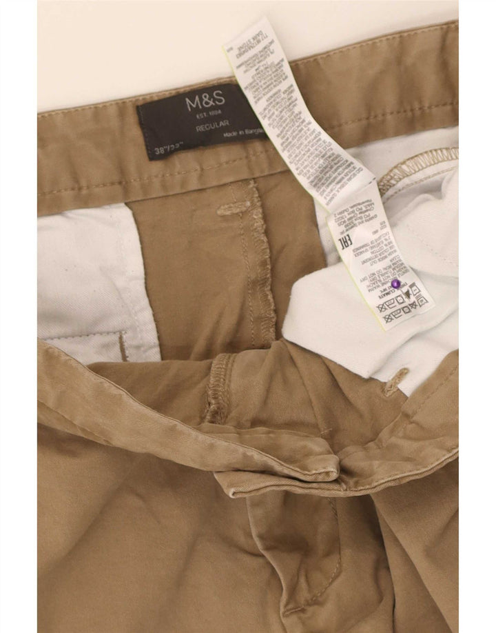 Marks & Spencer Herre Regular Fit Chinobukser W38 L33 Beige Bomuld