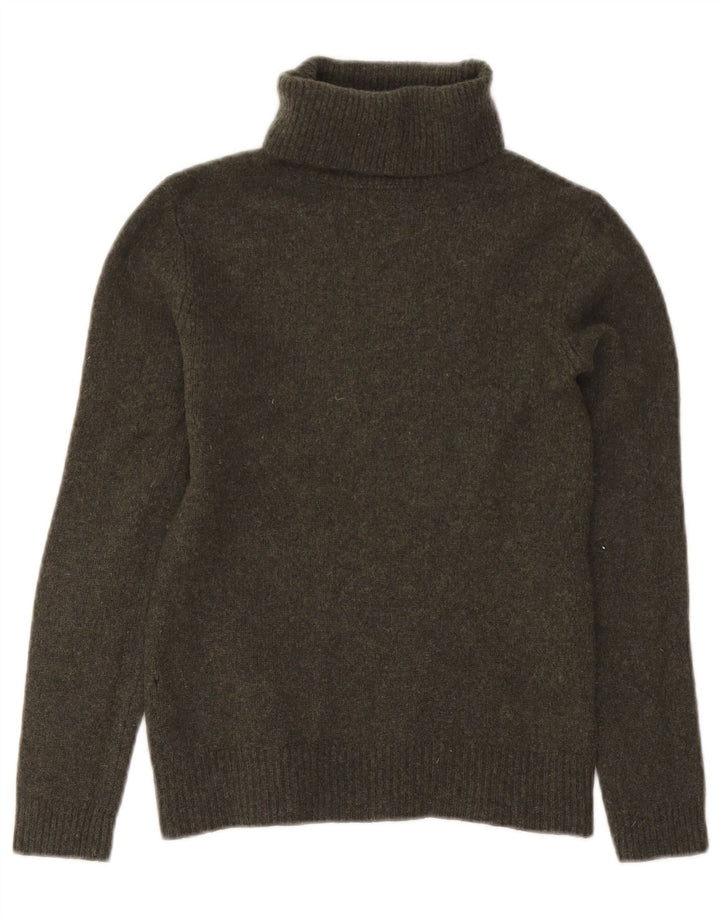 Massimo Dutti Dame Roll Neck Jumper Sweater UK 14 Large Green Wool