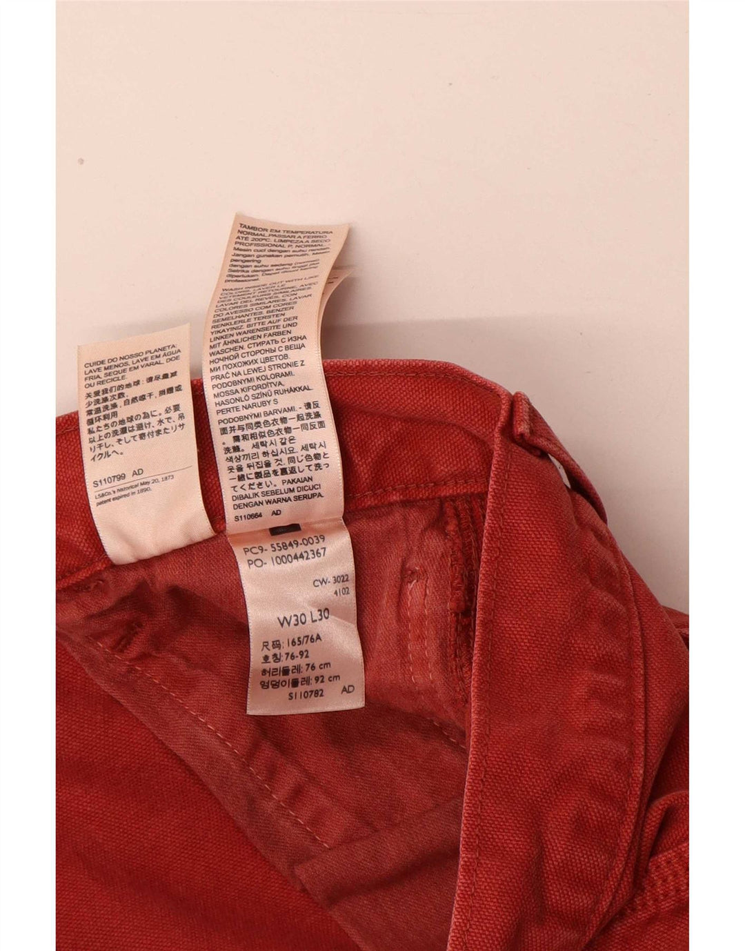 Levi's Herre Cargo Straight Jeans W30 L30 Rød Bomuld