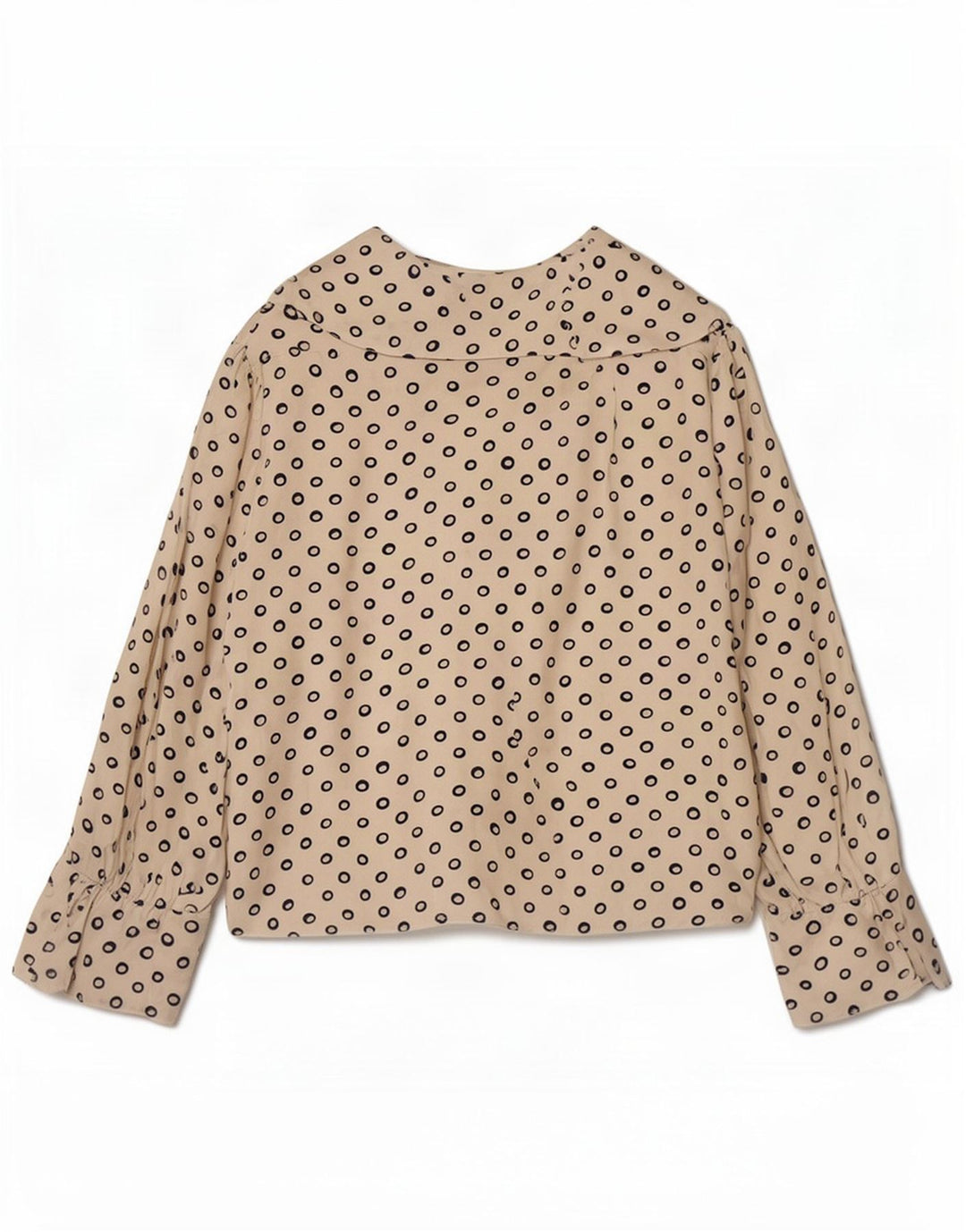 Vintage Dame Crop 3/4 ærmet bluse Top UK 12 Medium Beige Plettet