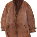 Vintage Herre Shearling Overfrakke UK 40 Large Brown