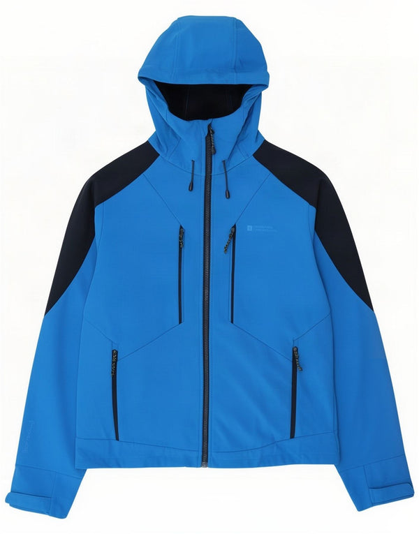 Mountain Warehouse Mens Hooded Rain Jacket UK 38 Medium Blue Colourblock