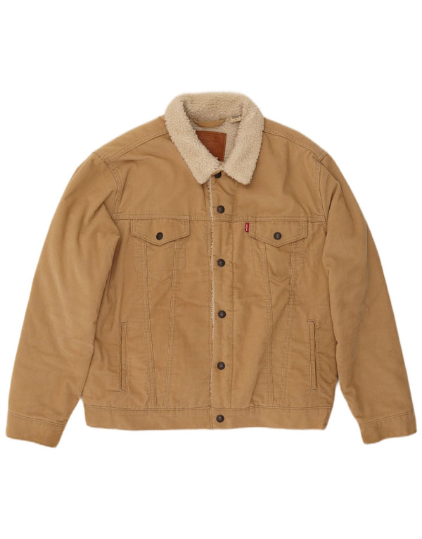 Levi's Herre Sherpa Corduroy-jakke UK 40 Stor Beige Bomuld