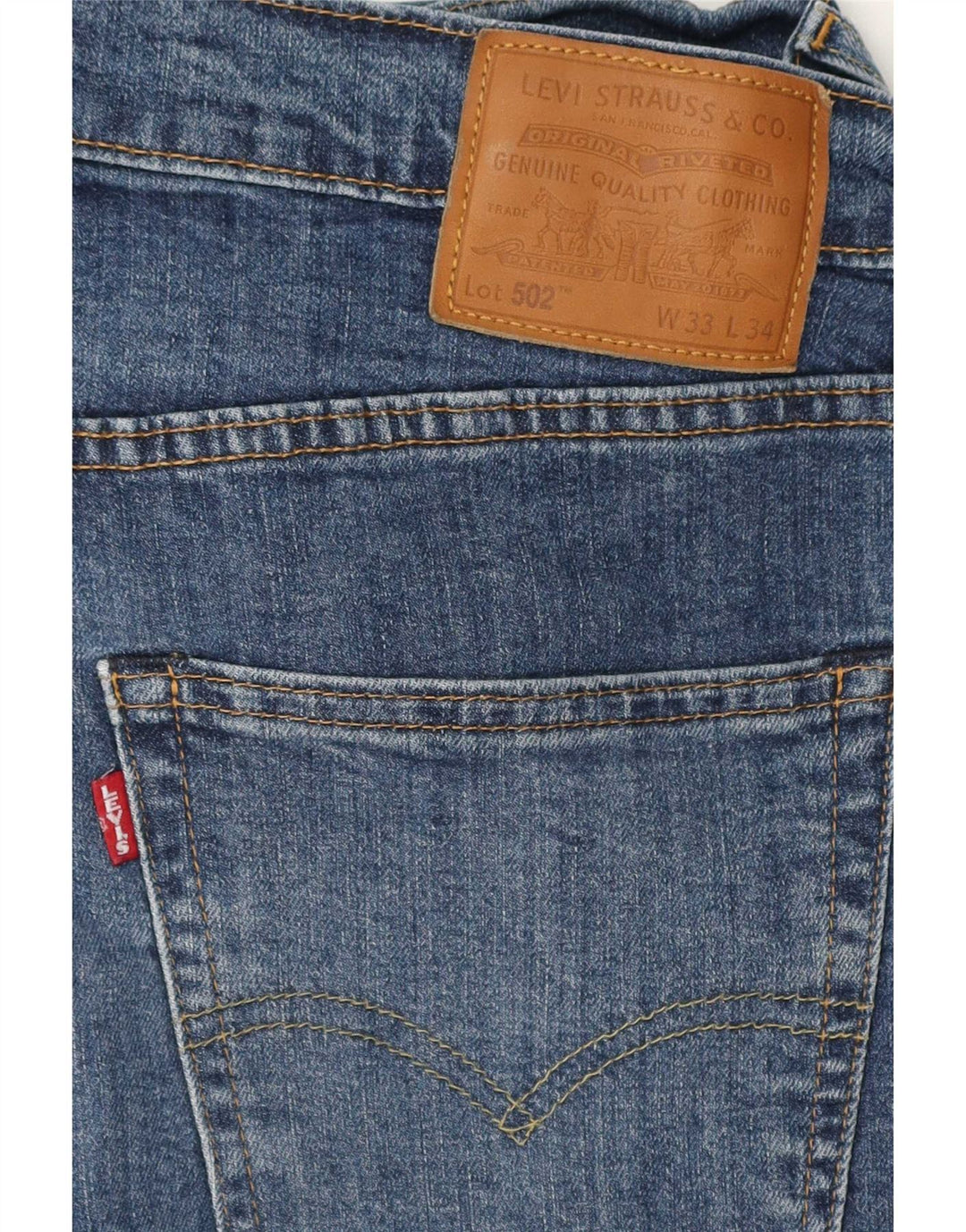Levi's Herre 502 tilspidsede jeans W33 L34 blå bomuld