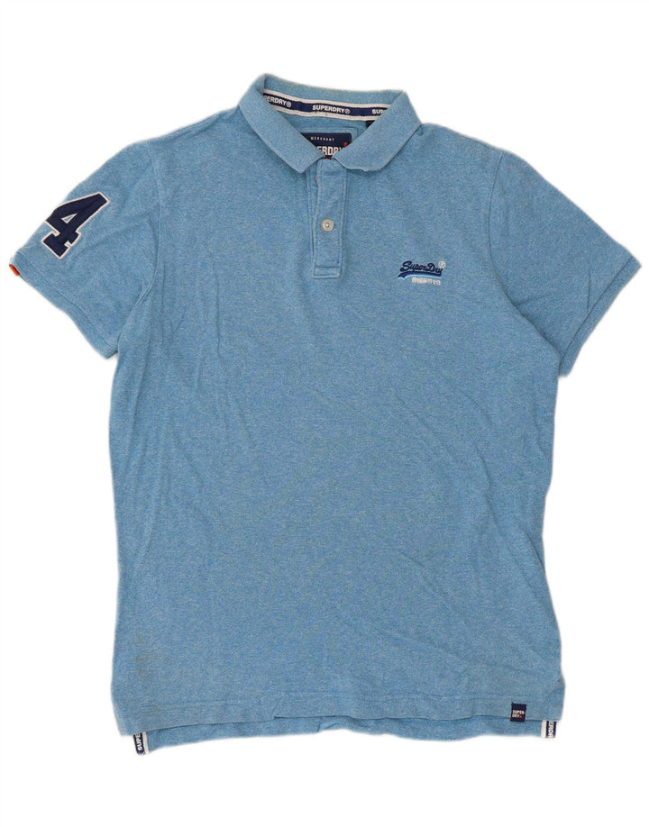 Superdry Grafisk Polo Shirt til mænd XL Blå Flecked