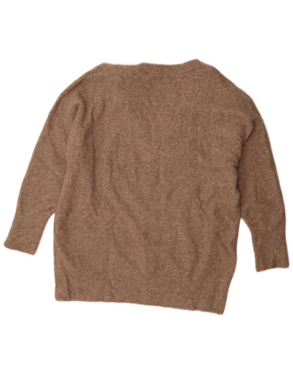 Zara Dame Oversized Longline V-hals Jumper Sweater UK 16 Stor Brun