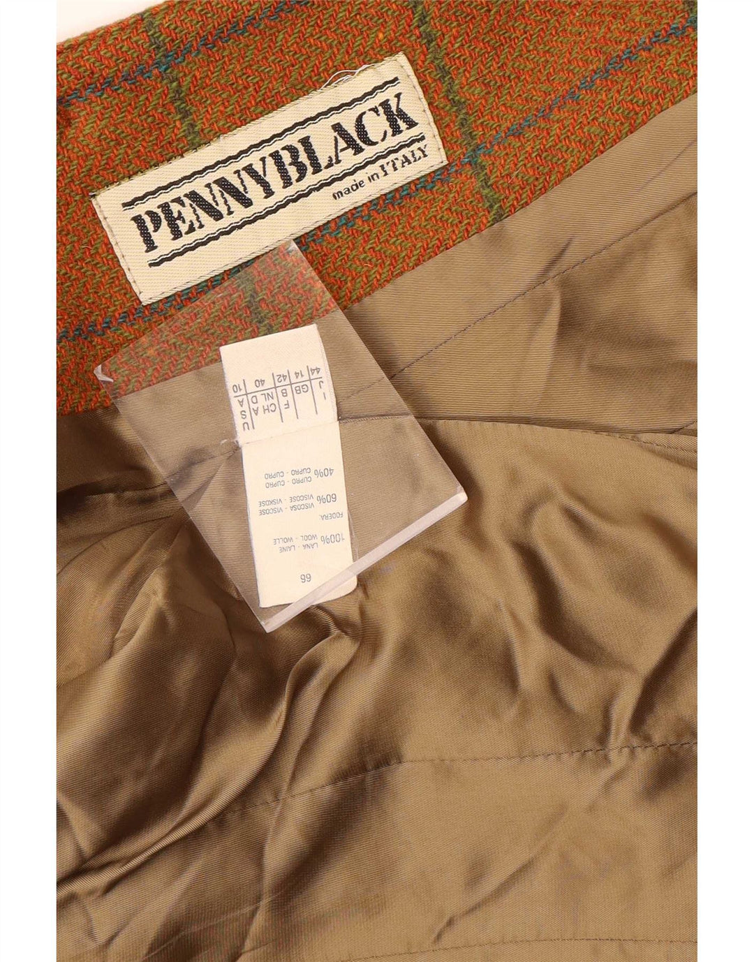 Penny Black Dame 2 Button Blazer Jacket UK 14 Medium Orange Check Wool