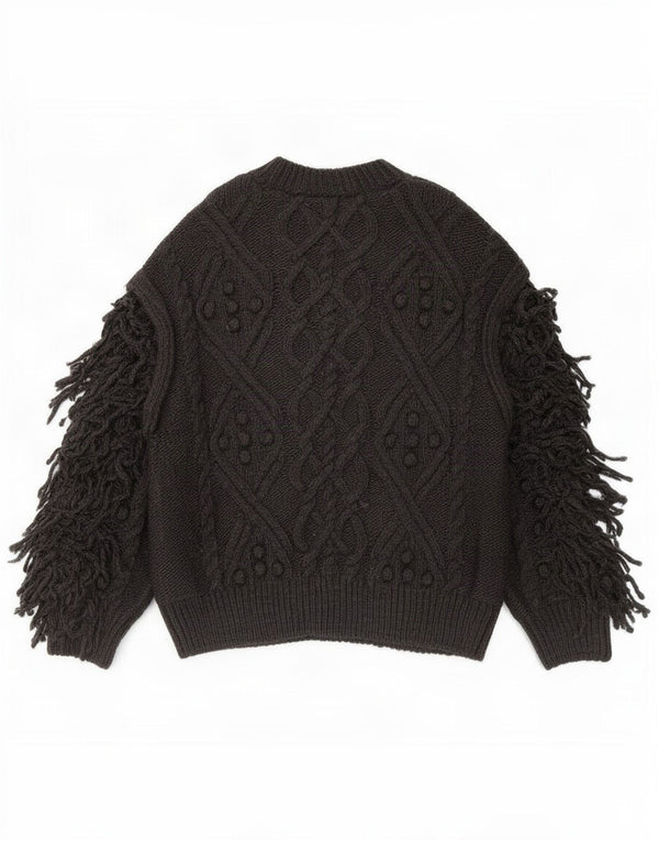 Zara Dame Oversized Boat Neck Jumper Sweater UK 14 Medium Grå Akryl